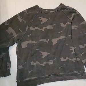 Small Ragdoll Distressed Camo Pullover Sweatshirt Long Sleeve